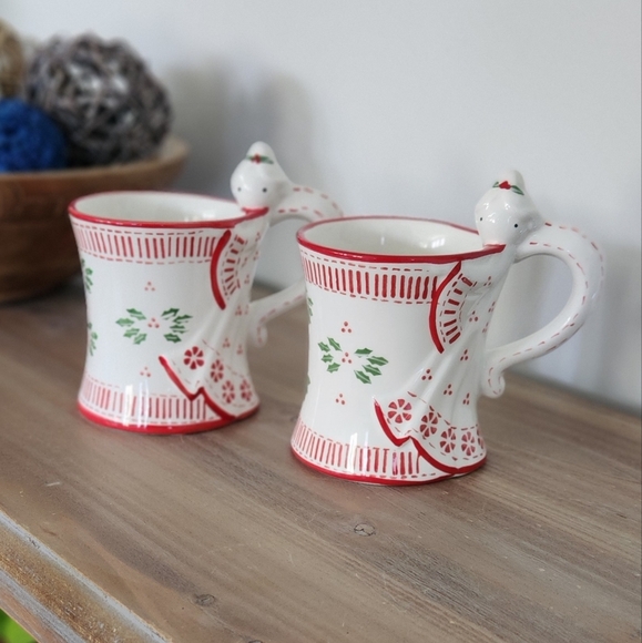 🎄 Temp-Tations Red & White Ceramic Angel Mugs – In Box, Christmas Design (Set) - Picture 1 of 16